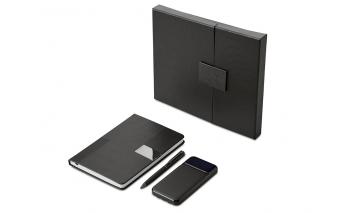 Gift set Lettertone Tesla with an A5 notepad, pen, and 10,000 mAh power bank, black