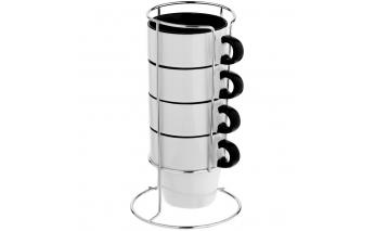Set of 4 mugs Molti Inset with stand black RA-138068