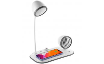 Wireless charging speaker lamp Molti Flashback, White