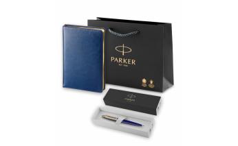 Набор подарочный: ручка шариковая Parker Jotter K160 Blue GT и ежедневник синий недатированный