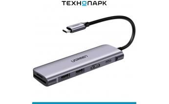 Разветвитель USB Ugreen Hub 5 In 1 USB-C, серый (70411)
