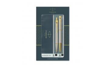 Набор подарочный Parker: ручка IM brushed metal GT роллер + шариковая
