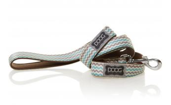 Поводок для собак Doog Benji, 120х1,5 см, коричнево-голубой зигзаг, S