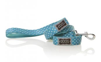 Поводок для собак Doog Snoopy, 130х2,5 см, голубой в белую крапинку, L