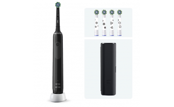 Electric toothbrush Oral-B Pro 3 black + stickers + nozzles Cross Action 4 pcs