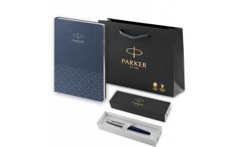 Ручка перьевая Parker Jotter Royal Blue CT, Mblue и ежедневник недатированный, синий (PRPS2030950)