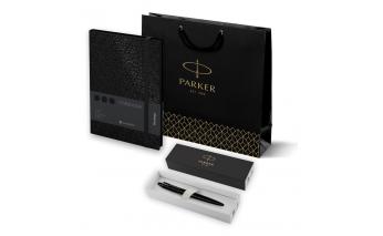 Набор подарочный: ручка шариковая Parker Jotter XL SE20 Monochrome и ежедневник недатированный, черный срез, черный