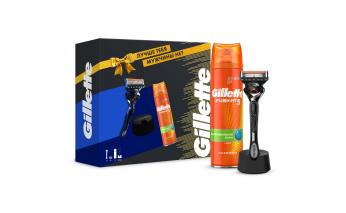 Набор подарочный Gillette Proglide с гелем для бритья Gillette Fusion и подставкой
