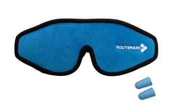Маска детская для сна Routemark 3D Эволюция синяя + беруши