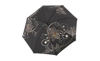 Umbrella automatic Doppler Fiber Automatic 5x5x29 cm, black/gold/flowers (746165SG)