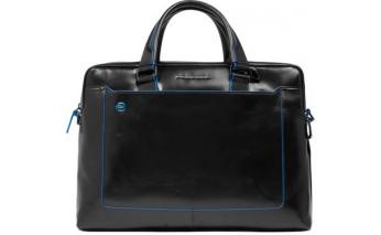 Сумка деловая Piquadro Blue Square, кожа натуральная, 38,5х8,5х27 см, черный (322196)