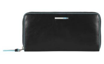 Wallet women's Piquadro Blue Square, 18x9.5x2.5 cm, black, genuine leather (PD3229B2/N )