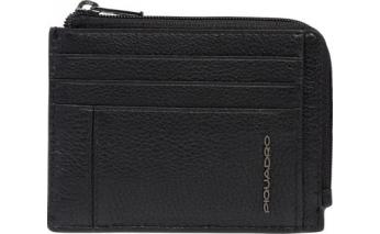 Case for credit card Piquadro Cronus, 11x1x8 cm, genuine leather, black (PP4822S134R/N)