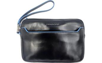 Clutch for men Piquadro Blue Square, 14x2x20 cm, genuine leather, black (AC5946B2R/N)