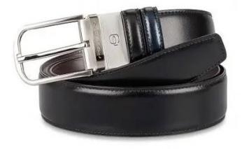 Belt Piquadro C11, genuine leather, black/blue (362132)