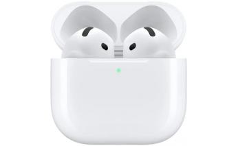 Наушники Apple AirPods 4 A3050,A3053,A3058, Bluetooth, вкладыши, белый [mxp63za/a]