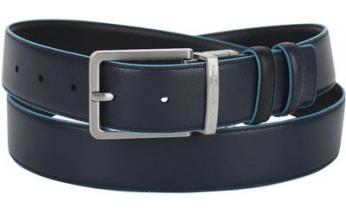 Men's belt Piquadro Blue Square, genuine leather, black/dark blue (1501083)