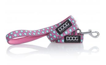 Поводок для собак Doog Luna, розовый с каплями, L, 130х2.5 см