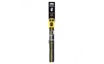 Adjustable dog leash Doog Neon Bolt, black and yellow, 130-160/2.5cm