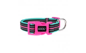 Ошейник для собак Doog Neon Rin Tin Tin, 23-34 см, чёрно-розовый, S
