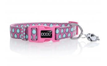 Ошейник для собак Doog Luna, розовый с каплями, M, 32-46см