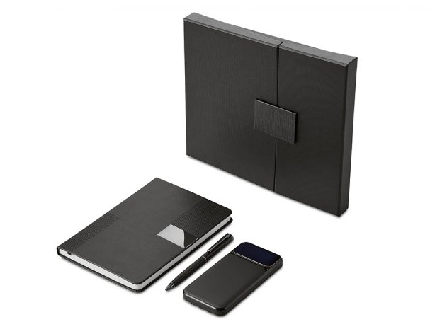 Gift set Lettertone Tesla with an A5 notepad, pen, and 10,000 mAh power bank, black