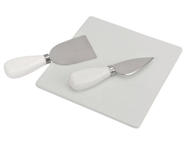 Set cheese Eat&Bite Break: 2 ceramic knives on a wooden stand, ceramic board (825908)