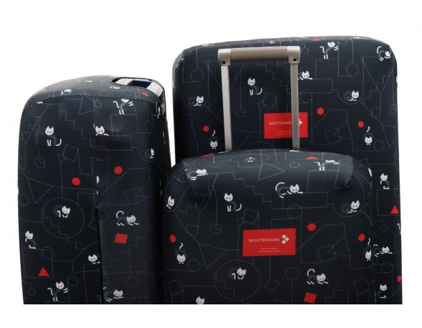 Чехол для чемодана Routemark Коты и порядок в черном M/L (SP500)