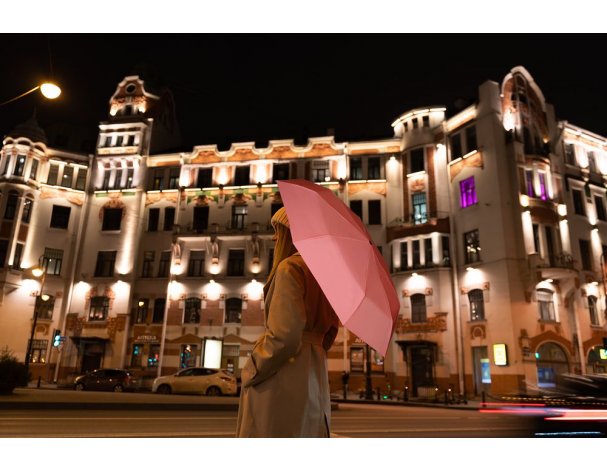 Folding umbrella Molti Manifest Color with a reflective dome red RA-133835
