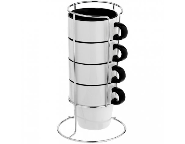 Set of 4 mugs Molti Inset with stand black RA-138068