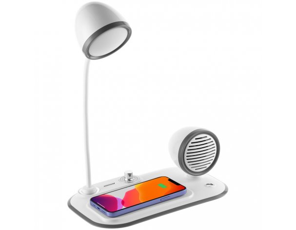 Wireless charging speaker lamp Molti Flashback, White