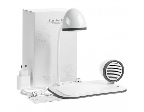 Wireless charging speaker lamp Molti Flashback, White