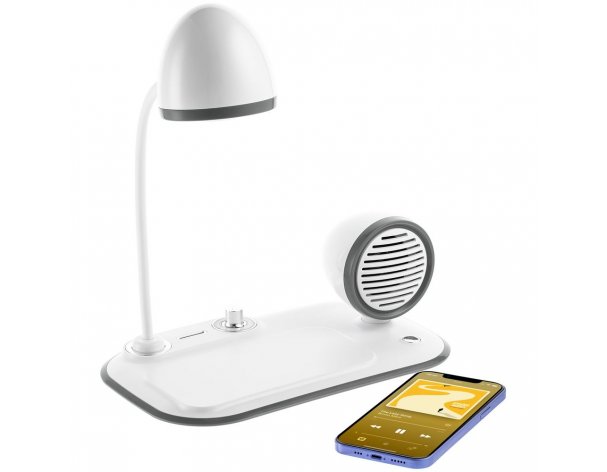 Wireless charging speaker lamp Molti Flashback, White