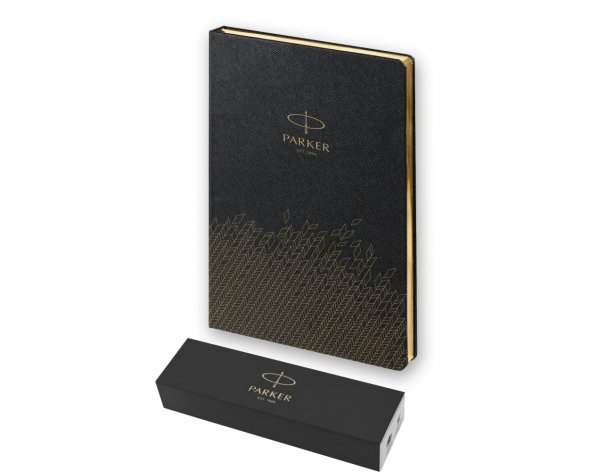Ручка шариковая Parker Jotter Essential, St. Steel GT и ежедневник недатированный, черный (PRPSBLK1953182)