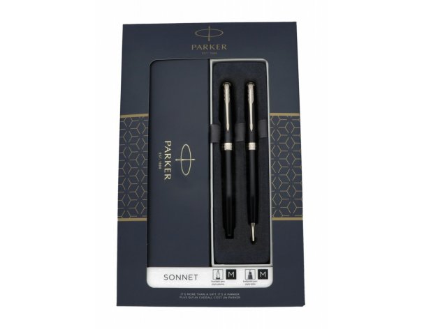 Набор подарочный Parker: ручка Sonnet black CT роллер + шариковая