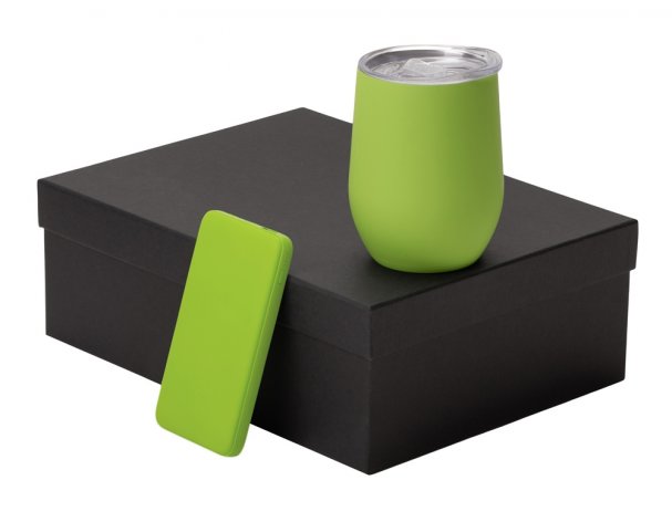Gift set with thermocup and powerbank Color It C2, 10000 mAh, green apple (210114.03)