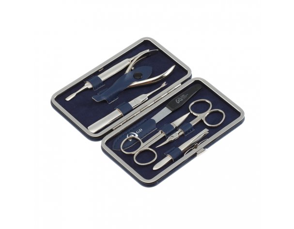 Manicure set GD case: imitation leather, 7 pcs., blue