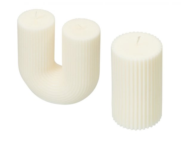 Set of candles on a stand Kiana Aris (white, gray)