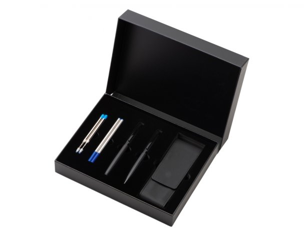 Gift pen set Lettertone Dumas: a ballpoint pen and a rollerball, 4 refillable ink cartridges (2 ballpoint, 2 rollerball), and a case (180937).