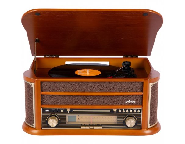 Vinyl Record Player Alive Audio Oldtimer Wood AA-OLD-01-WD