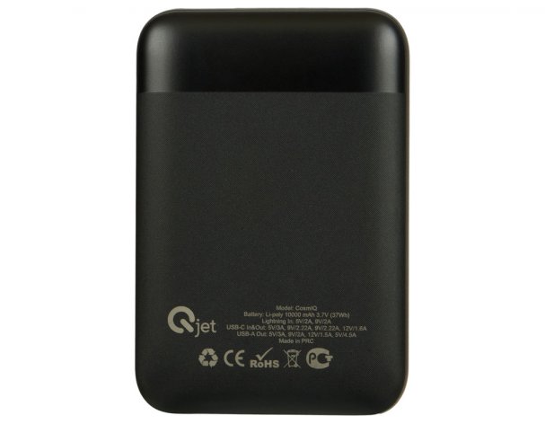 External battery with fast charging Qjet QC/PD CosmIQ, 10000 mAh, Black (696817)