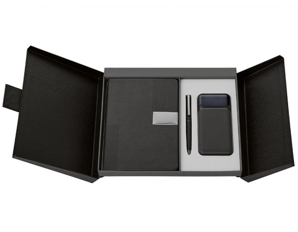 Gift set Lettertone Tesla with an A5 notepad, pen, and 10,000 mAh power bank, black