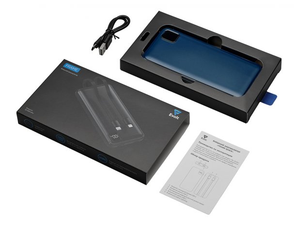 Battery external with built-in cables Evolt Frame, 10000mAh, dark blue (590170.72)