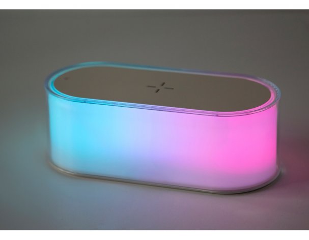 Ночник с беспроводной зарядкой и RGB подсветкой Evolt Miracle, 15 Вт, белый (401305)