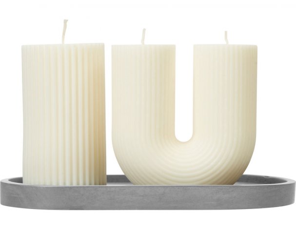 Set of candles on a stand Kiana Aris (white, gray)