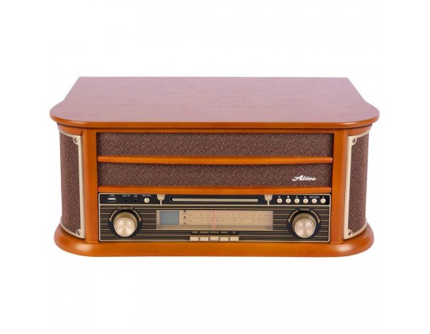 Vinyl Record Player Alive Audio Oldtimer Wood AA-OLD-01-WD
