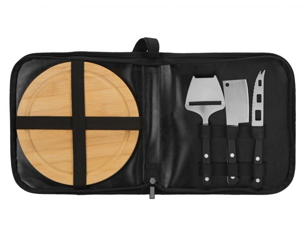 Cheese set with utensils Fabrizio, black RA-282953