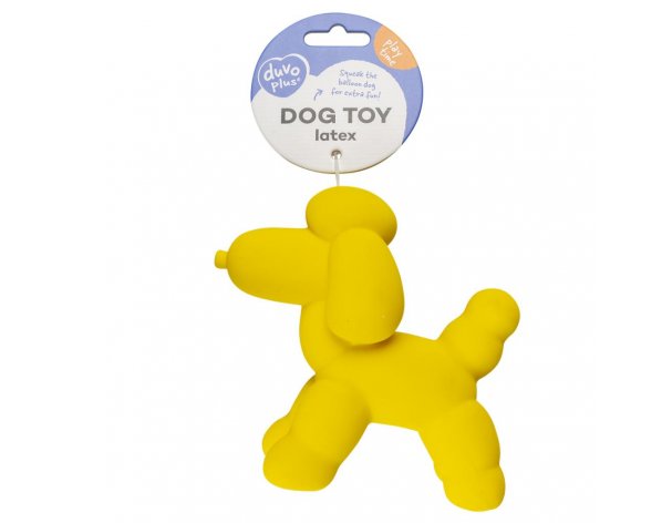 Latex dog toy Duvo+ Inflatable poodle, yellow, 14x6x12.5 cm