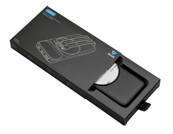 Battery external wireless Magnetic with integrated cables Evolt Mani, 10000 mAh, black (590164.07)