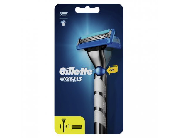 Станок бритвенный Gillette Mach3 Turbo 3D с 2 сменными кассетами